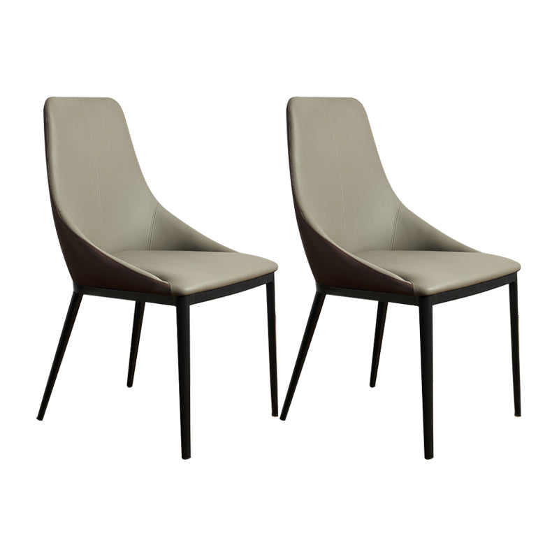 Solid Back Chair Industrial Style Leather Dining Side Chairs