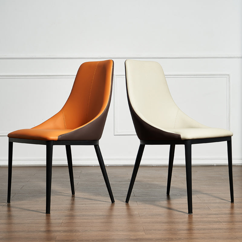 Solid Back Chair Industrial Style Leather Dining Side Chairs
