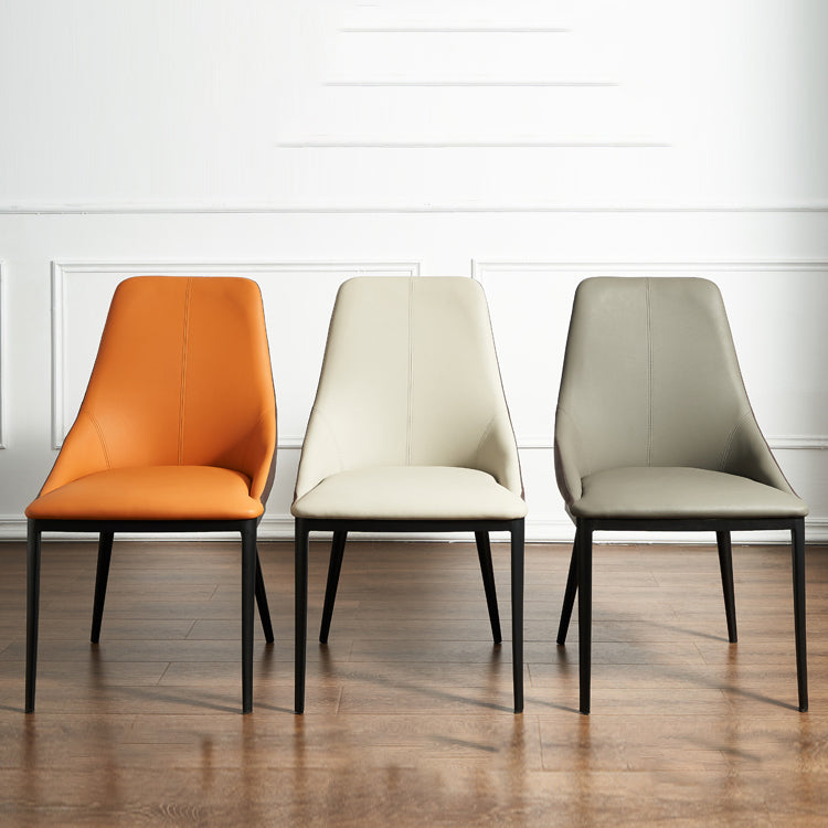 Solid Back Chair Industrial Style Leather Dining Side Chairs