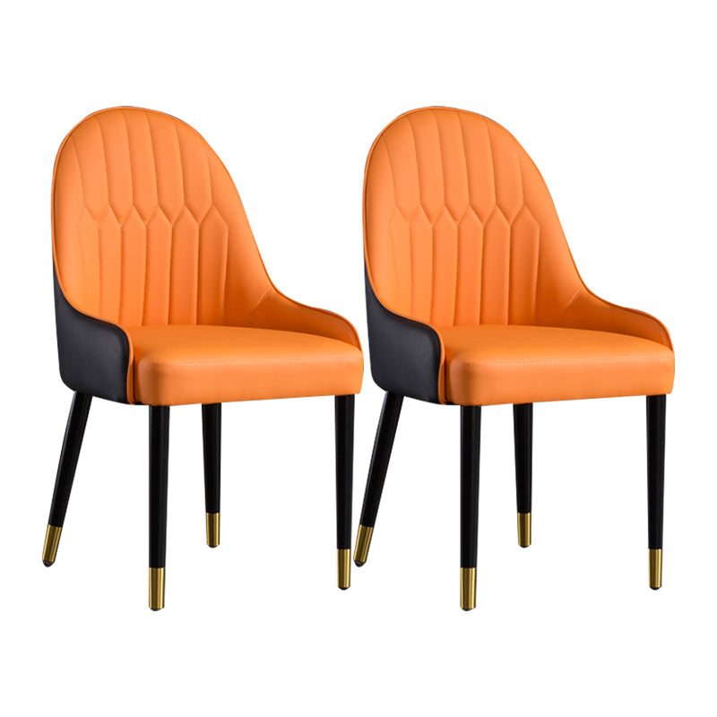 Solid Back Chair Scandinavian Style Arm Leather Dining Side Chairs