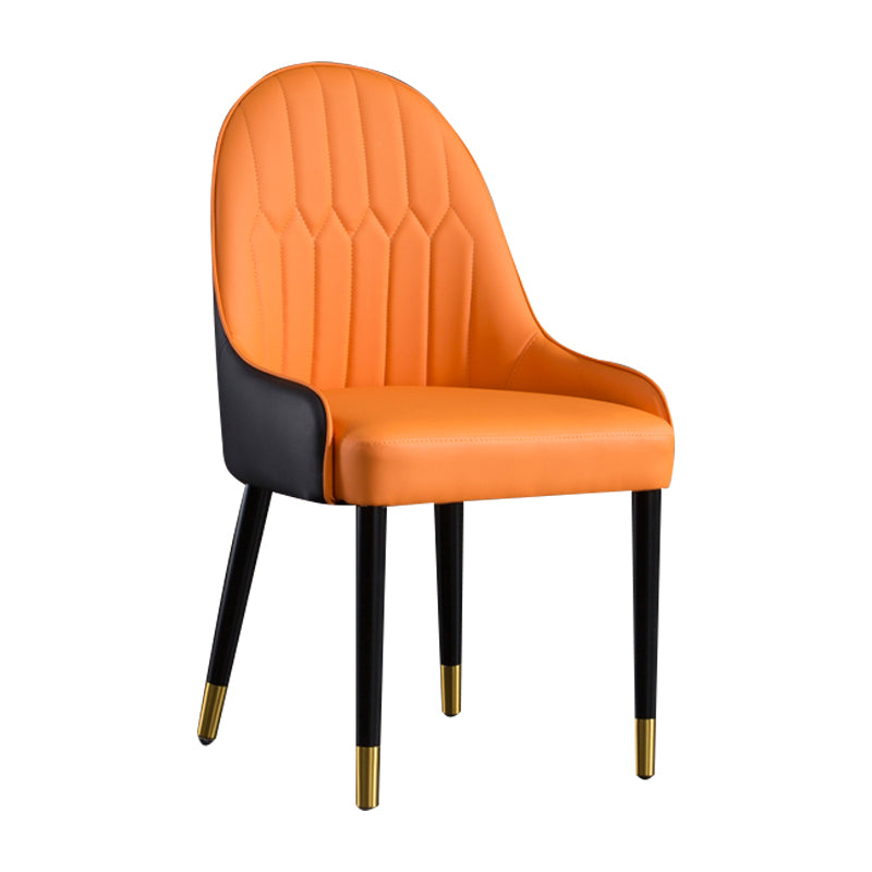 Solid Back Chair Scandinavian Style Arm Leather Dining Side Chairs