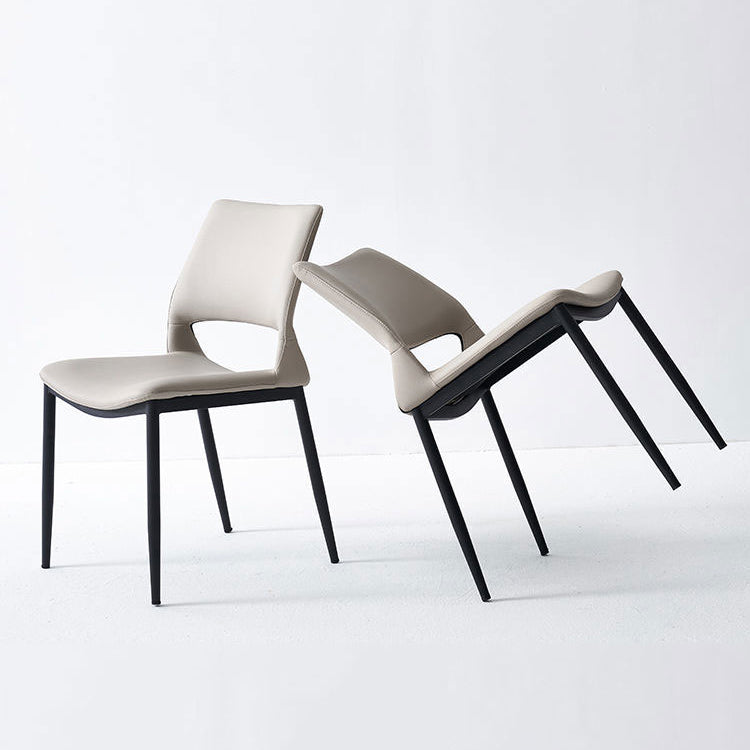 Open Back Side Chair Industrial Style Faux Leather Side Chair