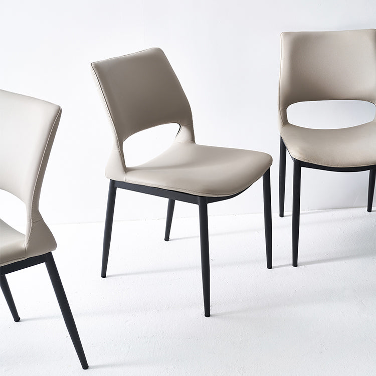 Open Back Side Chair Industrial Style Faux Leather Side Chair