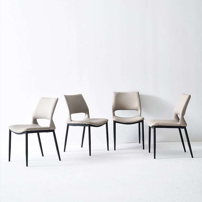 Open Back Side Chair Industrial Style Faux Leather Side Chair