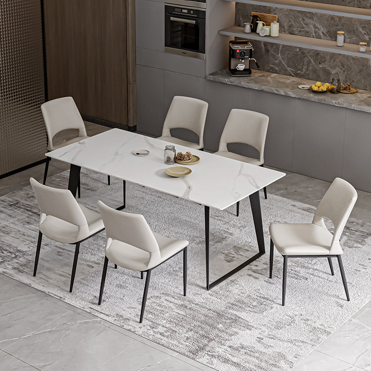 Open Back Side Chair Industrial Style Faux Leather Side Chair