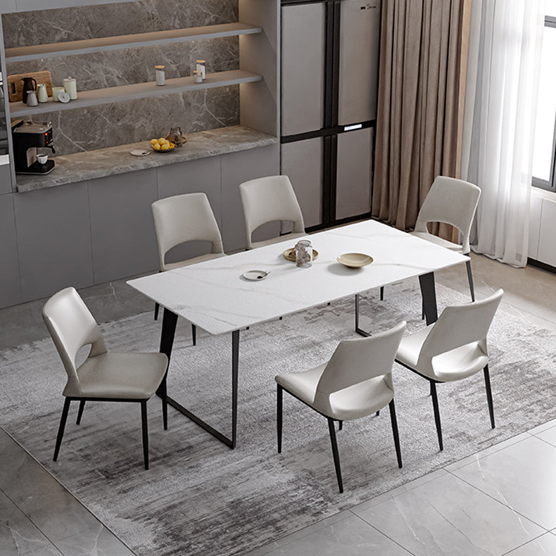 Open Back Side Chair Industrial Style Faux Leather Side Chair