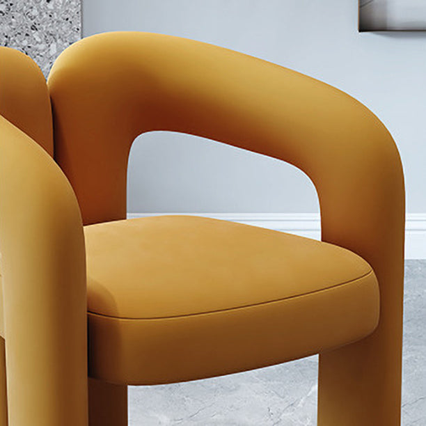Designer Style Velvet Meeting Room Arm Chair Open Matte Finish Dining Chair