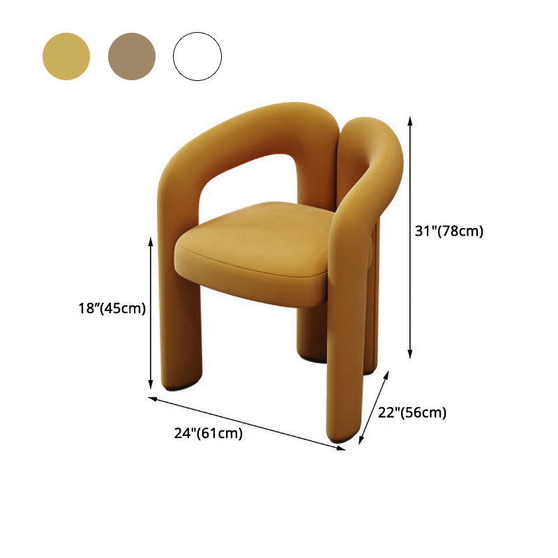 Designer Style Velvet Meeting Room Arm Chair Open Matte Finish Dining Chair