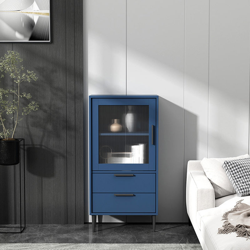 Modern Wooden Accent Cabinet with Glass 1-Door and 2 Drawers
