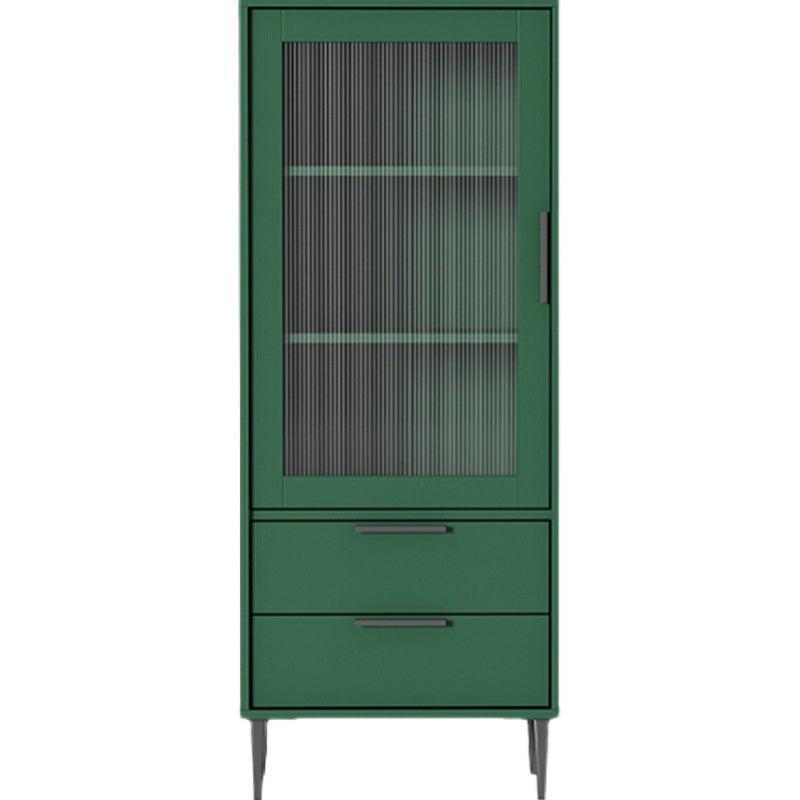 Modern Wooden Accent Cabinet with Glass 1-Door and 2 Drawers