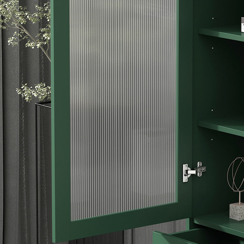 Modern Wooden Accent Cabinet with Glass 1-Door and 2 Drawers