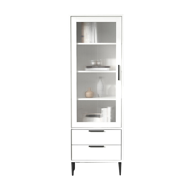 Modern Wooden Accent Cabinet with Glass 1-Door and 2 Drawers