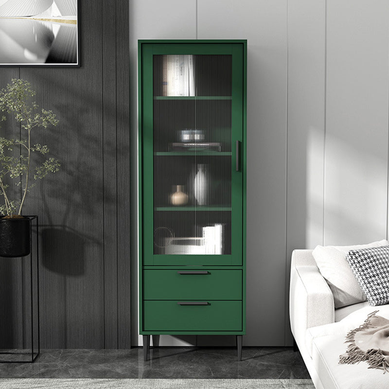 Modern Wooden Accent Cabinet with Glass 1-Door and 2 Drawers