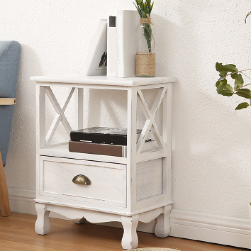 Modern Wood Accent Chest with Drawers and Shelf 11.81" Wide Chest
