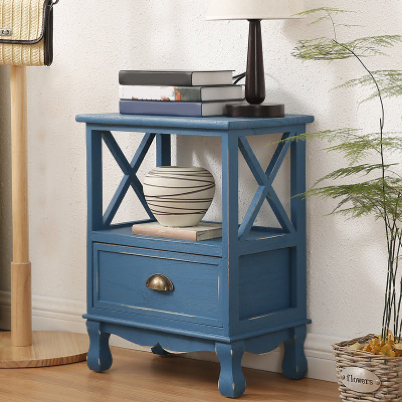 Modern Wood Accent Chest with Drawers and Shelf 11.81" Wide Chest