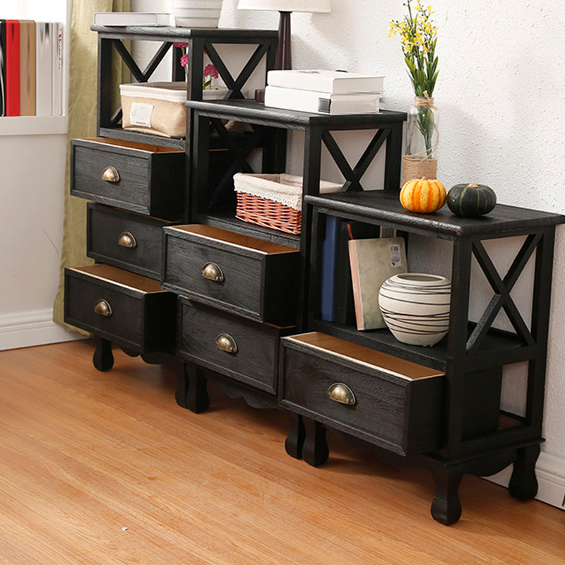 Modern Wood Accent Chest with Drawers and Shelf 11.81" Wide Chest