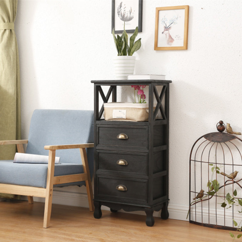 Modern Wood Accent Chest with Drawers and Shelf 11.81" Wide Chest