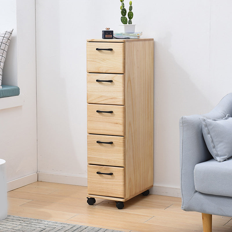 16.53" Wide Accent Chest with Drawers Solid Wood Chest with Wheels