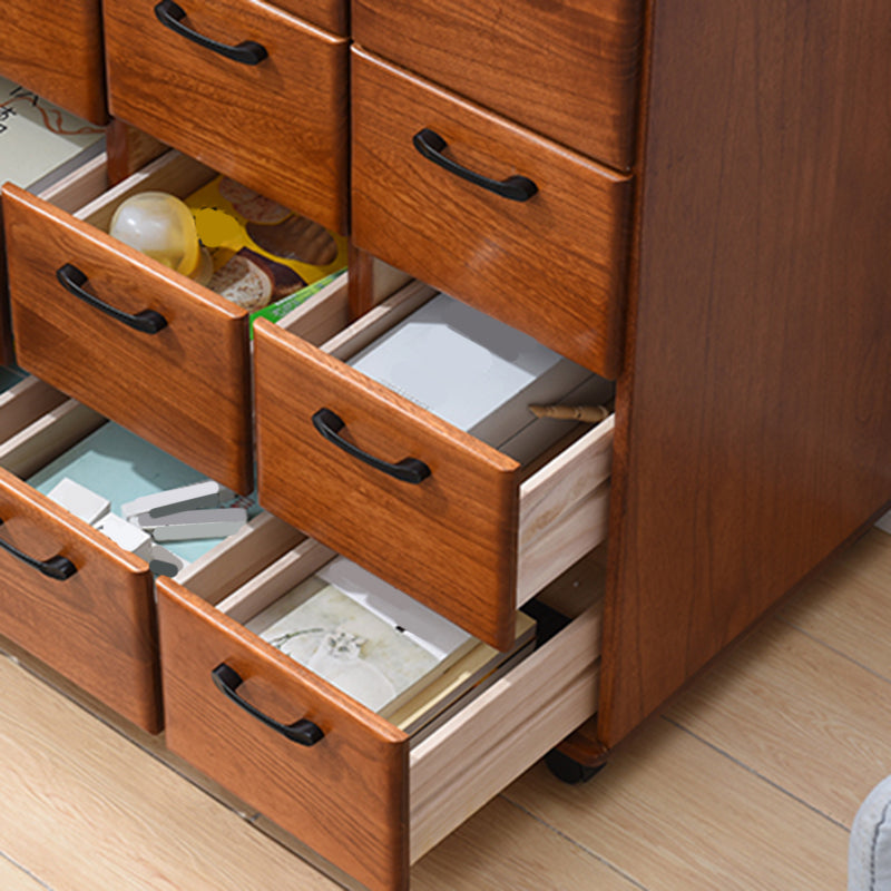 16.53" Wide Accent Chest with Drawers Solid Wood Chest with Wheels