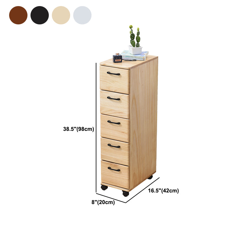 16.53" Wide Accent Chest with Drawers Solid Wood Chest with Wheels