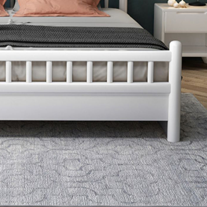 Contemporary Wood Slat Bed Arched Headboard Bed Set in White