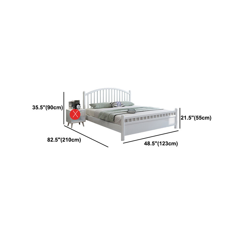 Contemporary Wood Slat Bed Arched Headboard Bed Set in White
