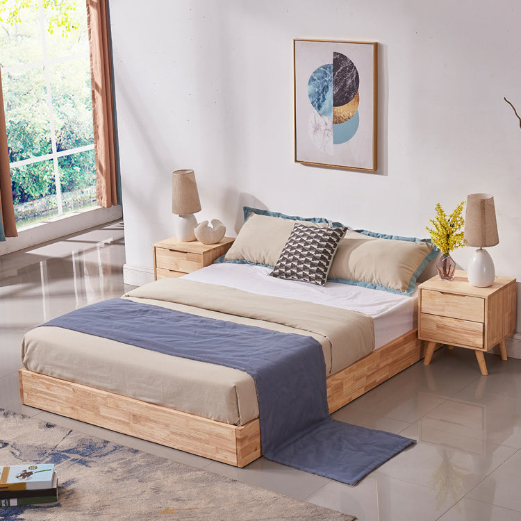 Natural Wood Platform Bed Frame Nordic 7.87-In High Wire-Grid Bed Frame