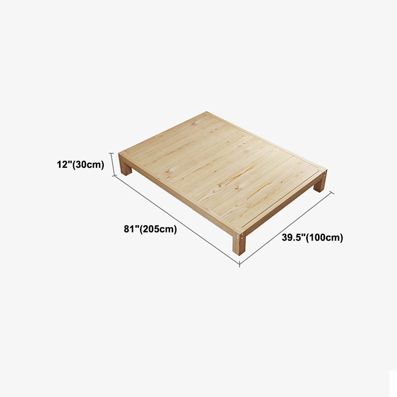 Scandinavian Wood Panel Bed Natural Standard Bed, 39"/53"/59"/71" Bed Frame