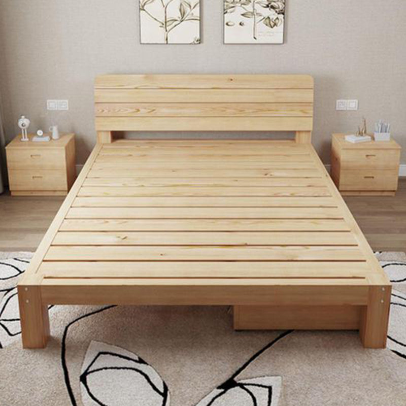 Solid Wood Standard Bed without Headboard and  Footboard Bed