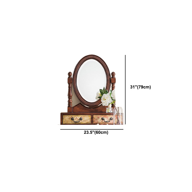 Victorian Wood Vanity Table with Mirror and Stool 15.75" D Vanity Table Set