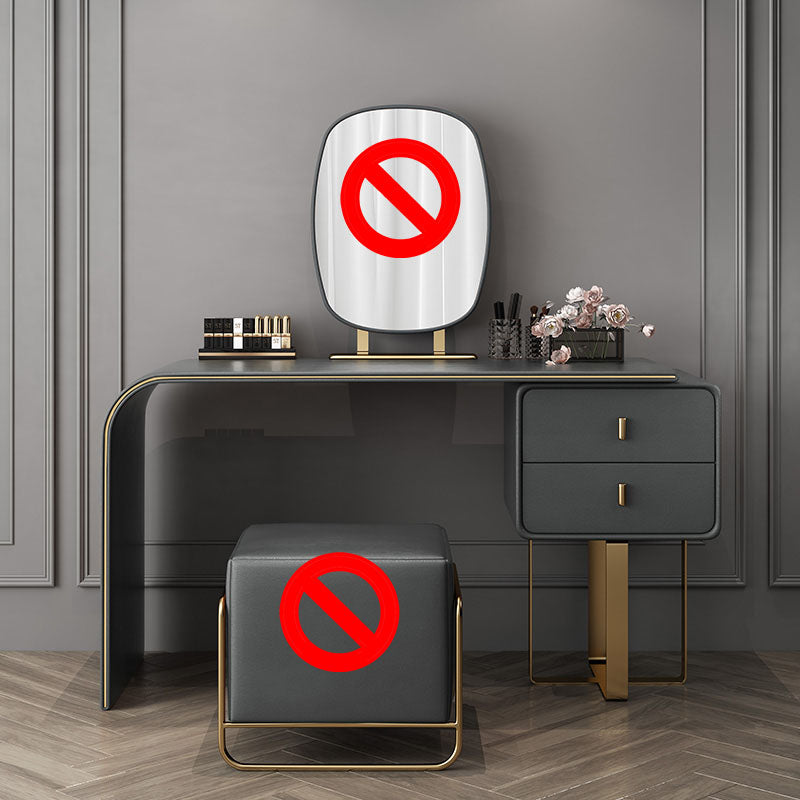 Contemporary Faux Leather and Wood 2-Drawer Makeup Vanity Desk