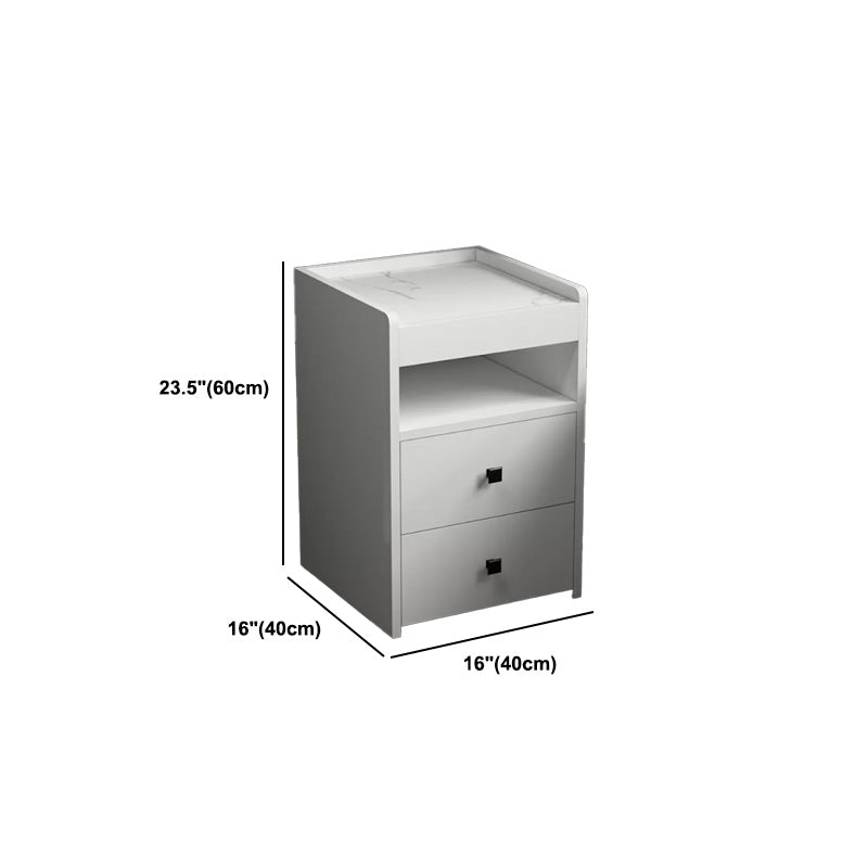 Modern Open Storage Nightstand 2-Drawer 24 Inch H Imitation Wood Night Table
