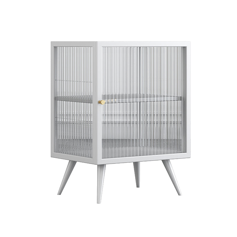 Iron and Glass Bedside Cabinet Contemporary 1 Door Night Table Legs Included