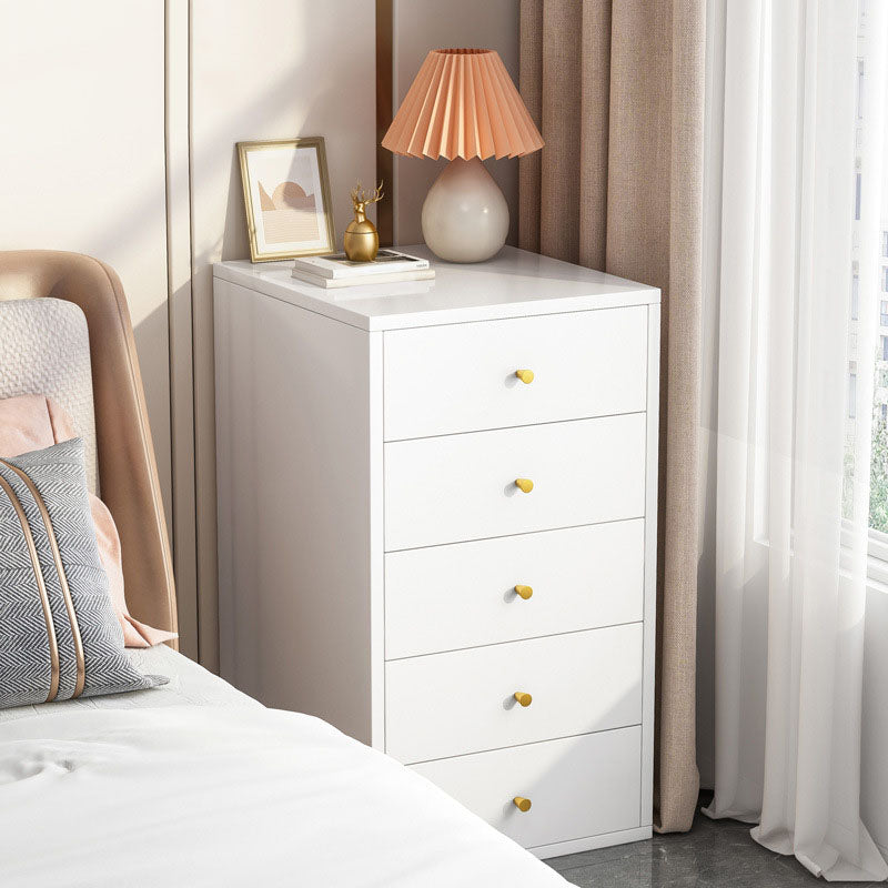 Contemporary Chest Vertical White Wooden Lingerie Chest with Drawer