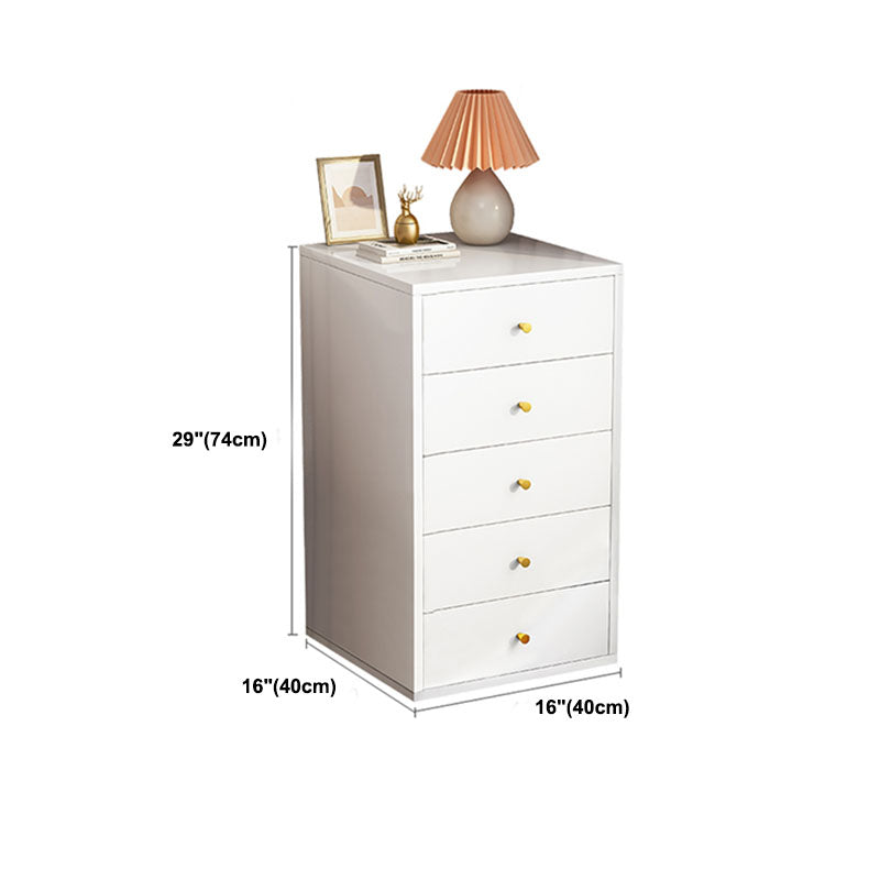 Contemporary Chest Vertical White Wooden Lingerie Chest with Drawer