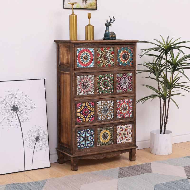12" W Storage Chest Dresser Vertical Wood Storage Chest with Drawers for Bedroom