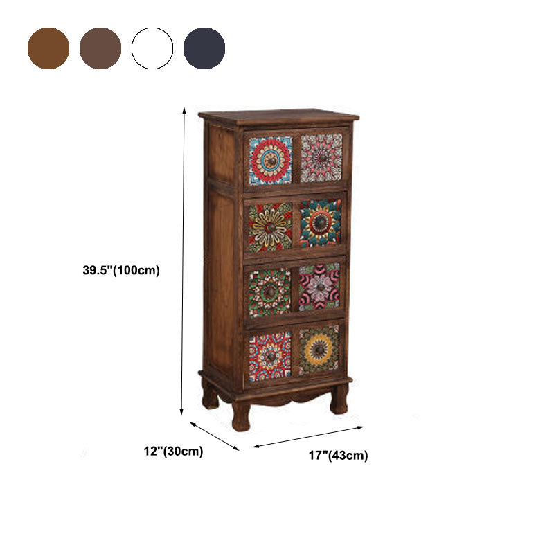 12" W Storage Chest Dresser Vertical Wood Storage Chest with Drawers for Bedroom