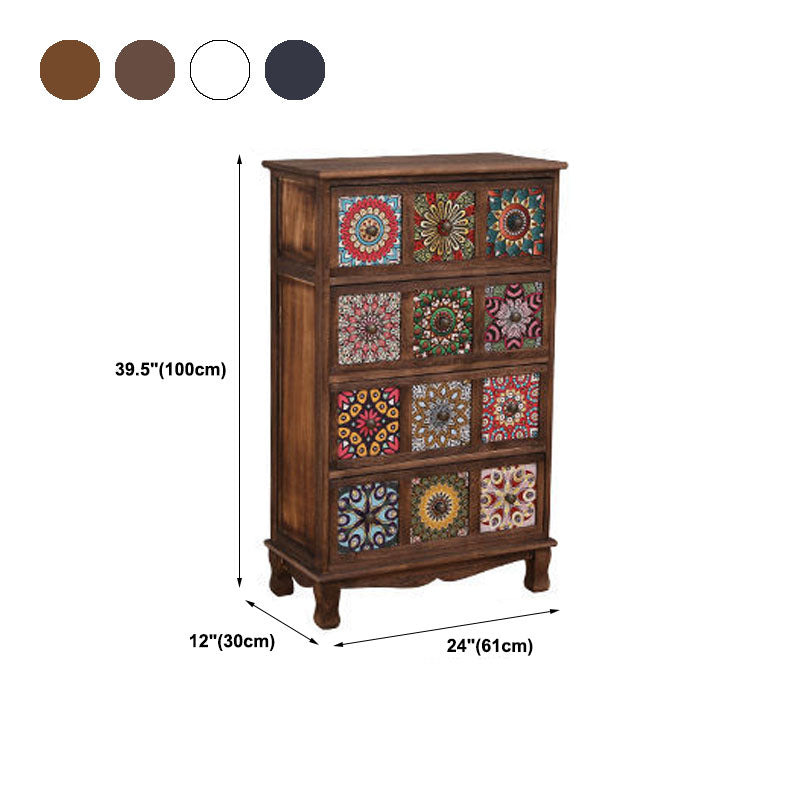 12" W Storage Chest Dresser Vertical Wood Storage Chest with Drawers for Bedroom