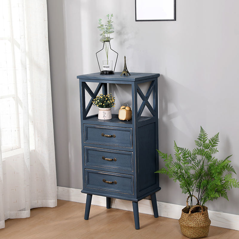 Contemporary Wood Accent Chest with Drawers and Shelf 12.59" Wide