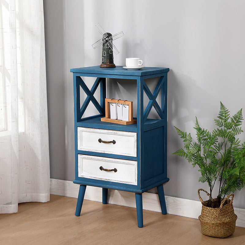 Contemporary Wood Accent Chest with Drawers and Shelf 12.59" Wide