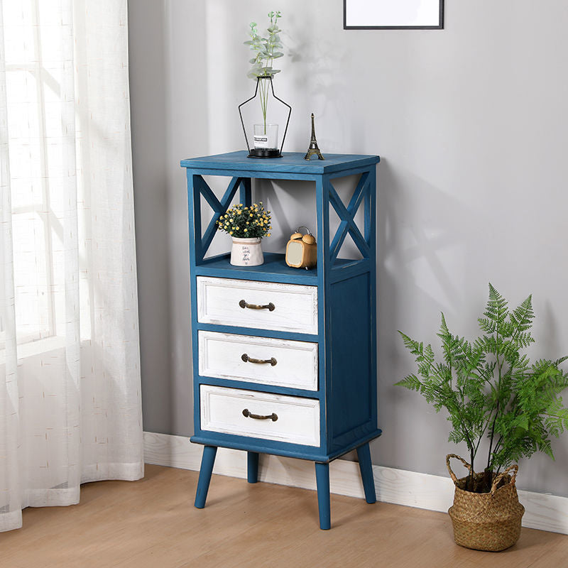 Contemporary Wood Accent Chest with Drawers and Shelf 12.59" Wide