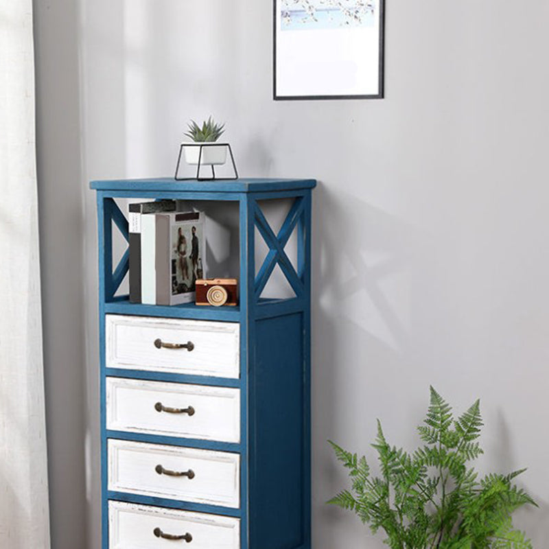 Contemporary Wood Accent Chest with Drawers and Shelf 12.59" Wide