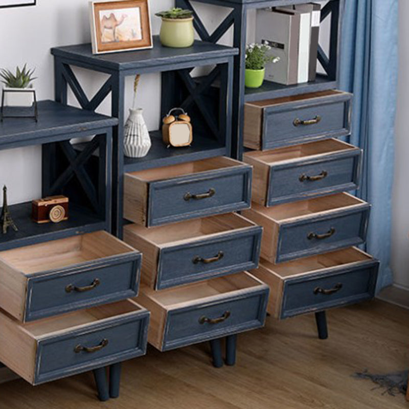 Contemporary Wood Accent Chest with Drawers and Shelf 12.59" Wide