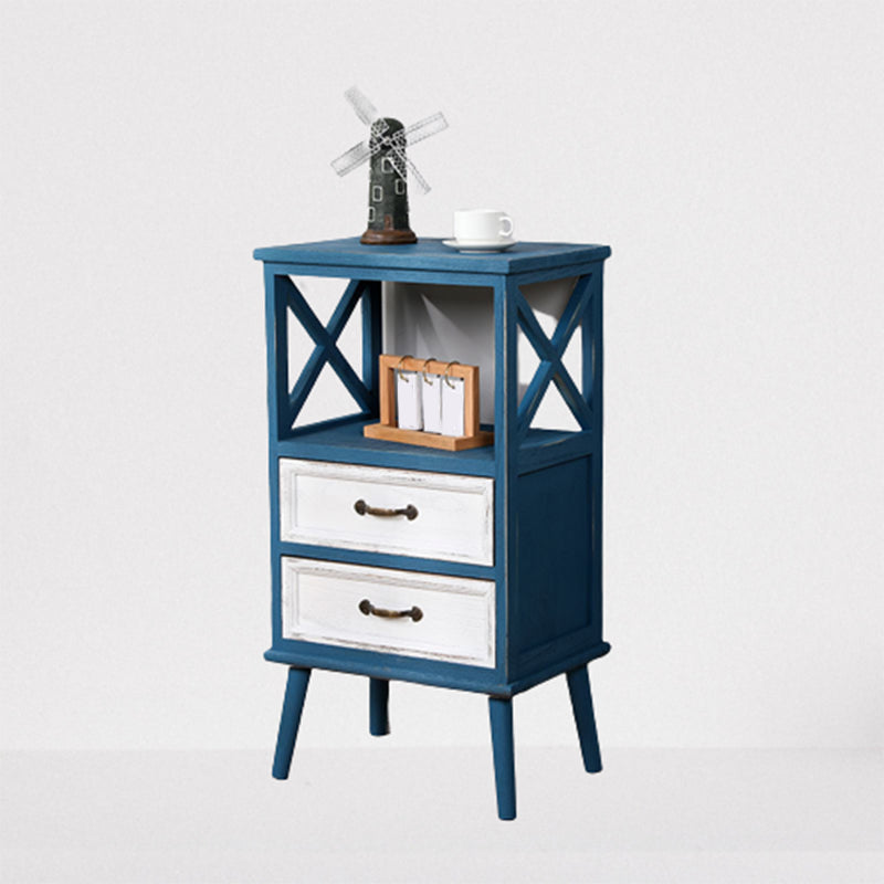Contemporary Wood Accent Chest with Drawers and Shelf 12.59" Wide