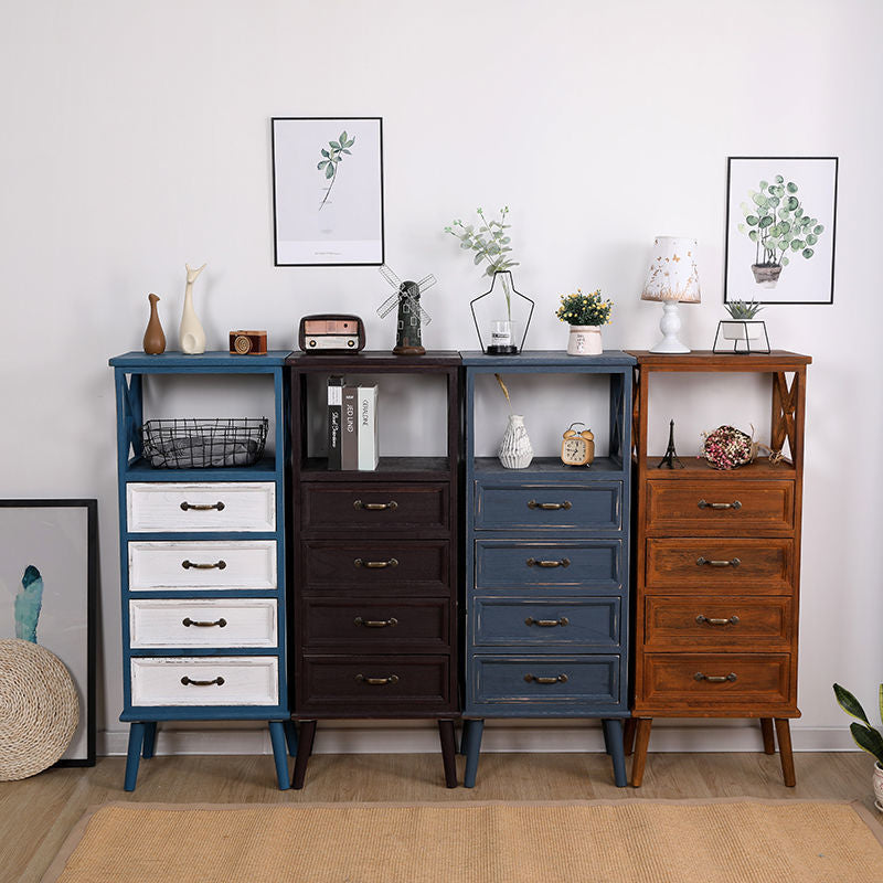 Contemporary Wood Accent Chest with Drawers and Shelf 12.59" Wide