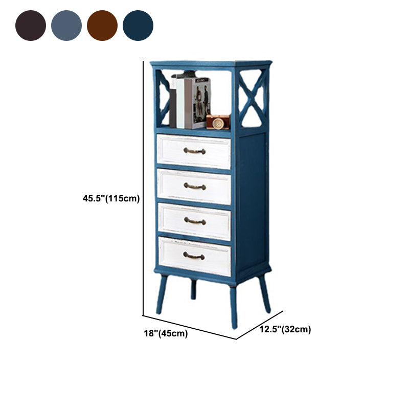 Contemporary Wood Accent Chest with Drawers and Shelf 12.59" Wide