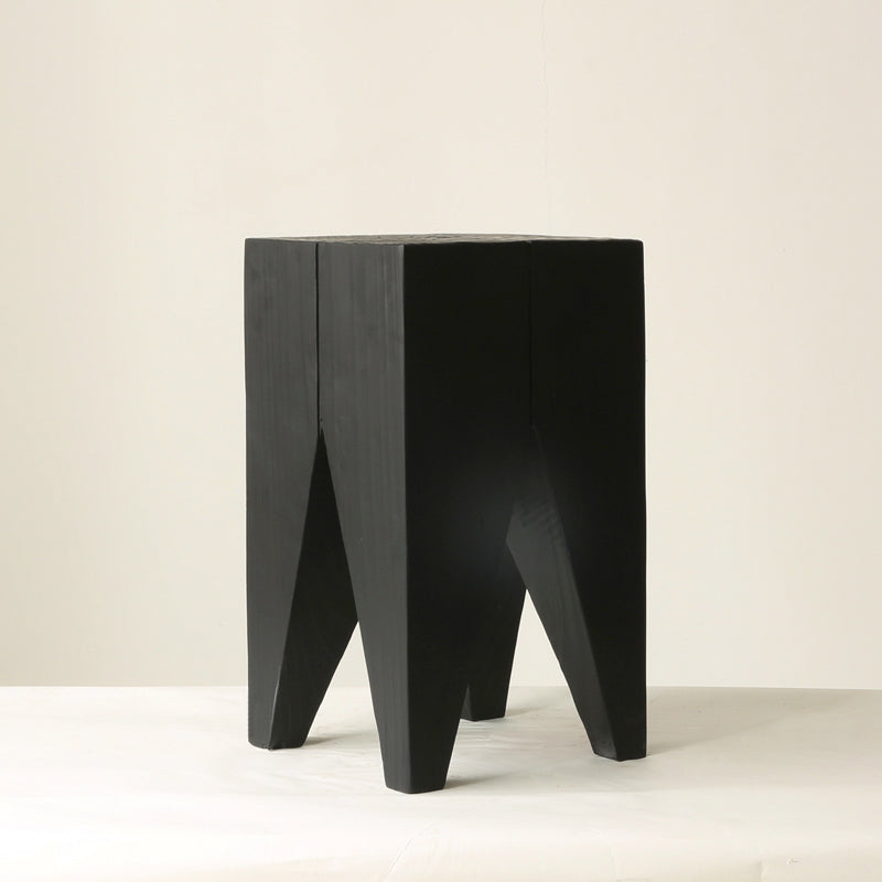 Contemporary Style Side End Table Wooden Pedestal Sofa Side Accent Table in Black