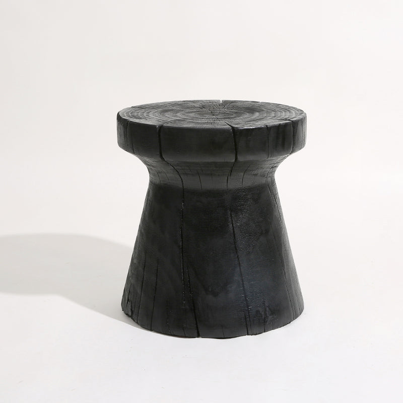 Contemporary Style Side End Table Wooden Pedestal Sofa Side Accent Table in Black