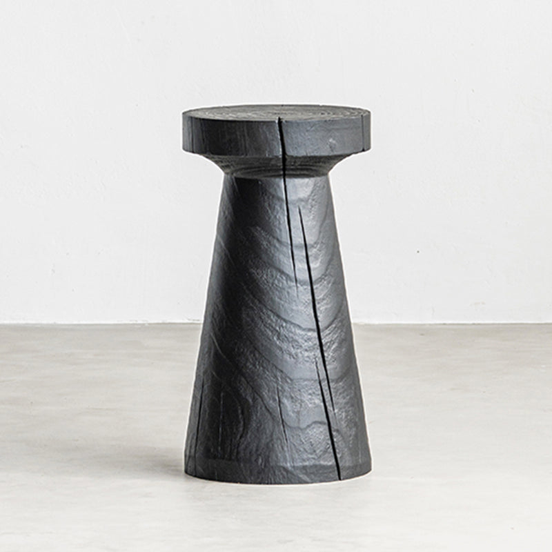 Contemporary Style Side End Table Wooden Pedestal Sofa Side Accent Table in Black