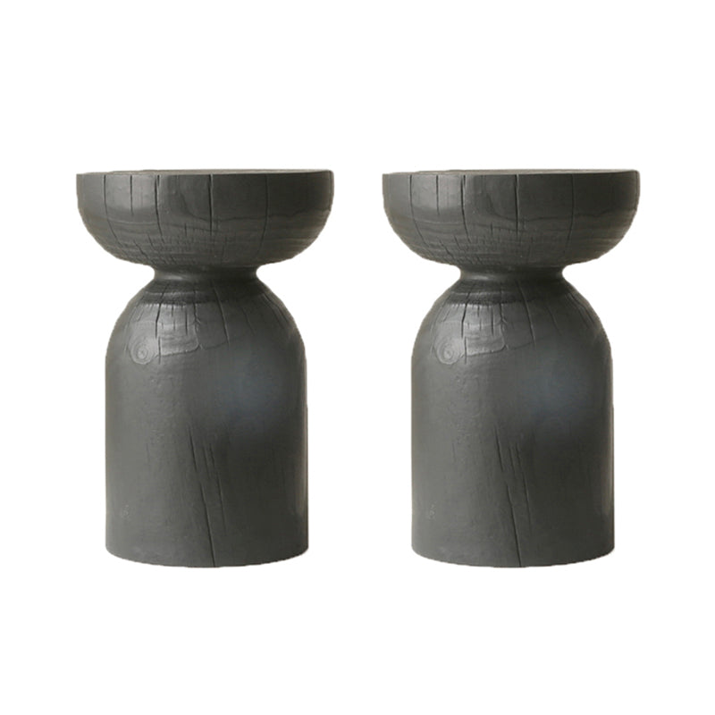 Contemporary Style Side End Table Wooden Pedestal Sofa Side Accent Table in Black